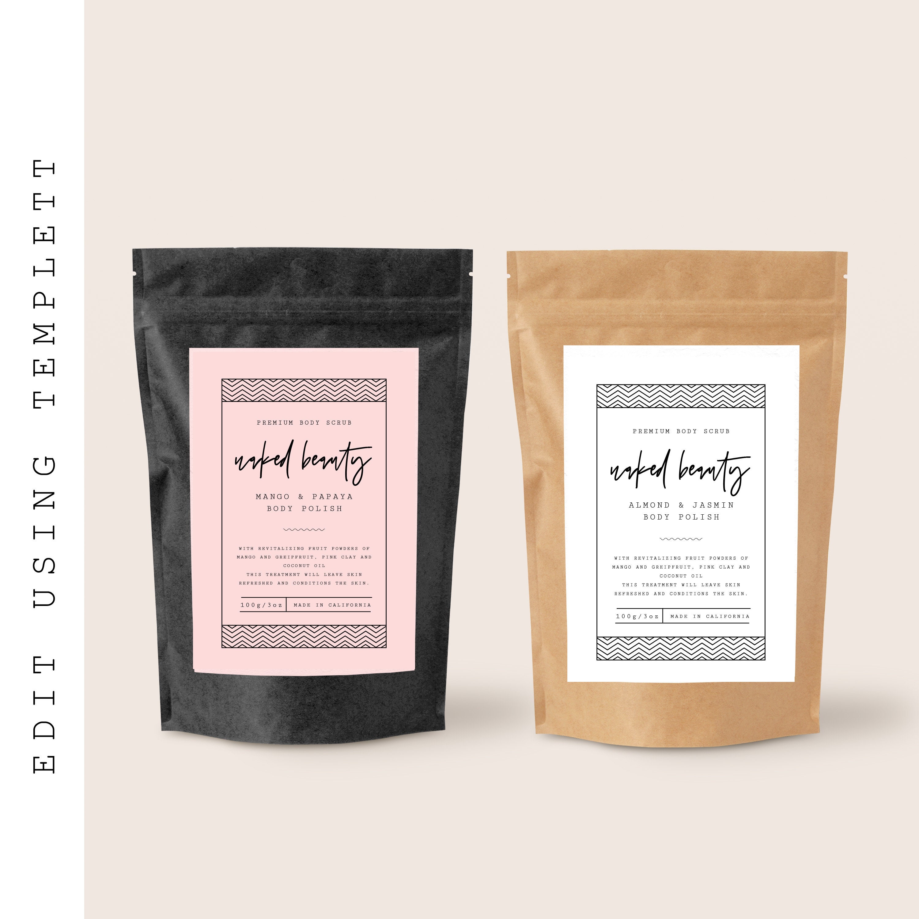 Body Scrub Label Template Customizable Labels Bath Salts | Etsy