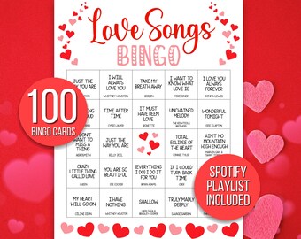 Valentine’s Love Song Bingo, Valentine's Day Music Bingo, Valentine’s Day Game, Printable Activity