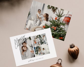 Christmas Photo Card Template, Printable Christmas Family Card, Editable Boho Christmas Card, Holiday Card Template, Modern Christmas Card