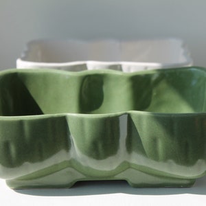 Vintage Upco Green and White Succulent Planters image 4