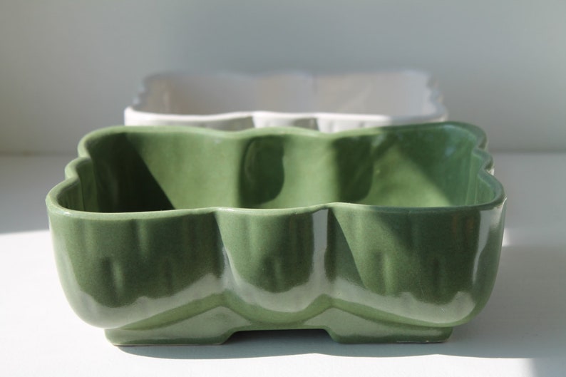 Vintage Upco Green and White Succulent Planters afbeelding 4