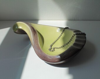 Vintage Teardrop Yellow and Purple Ash Tray