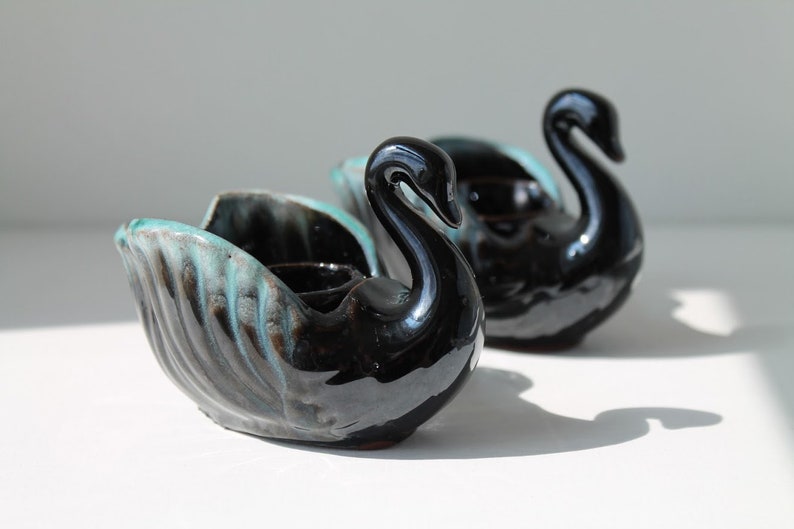 Vintage Swan Planter and Candle Holder Set image 2