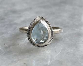 Aquamarin Rose Cut Sterlingsilber Ring