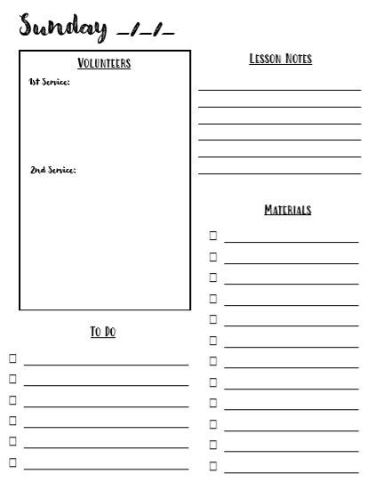 Children's Ministry Printable Planner Pages - Etsy