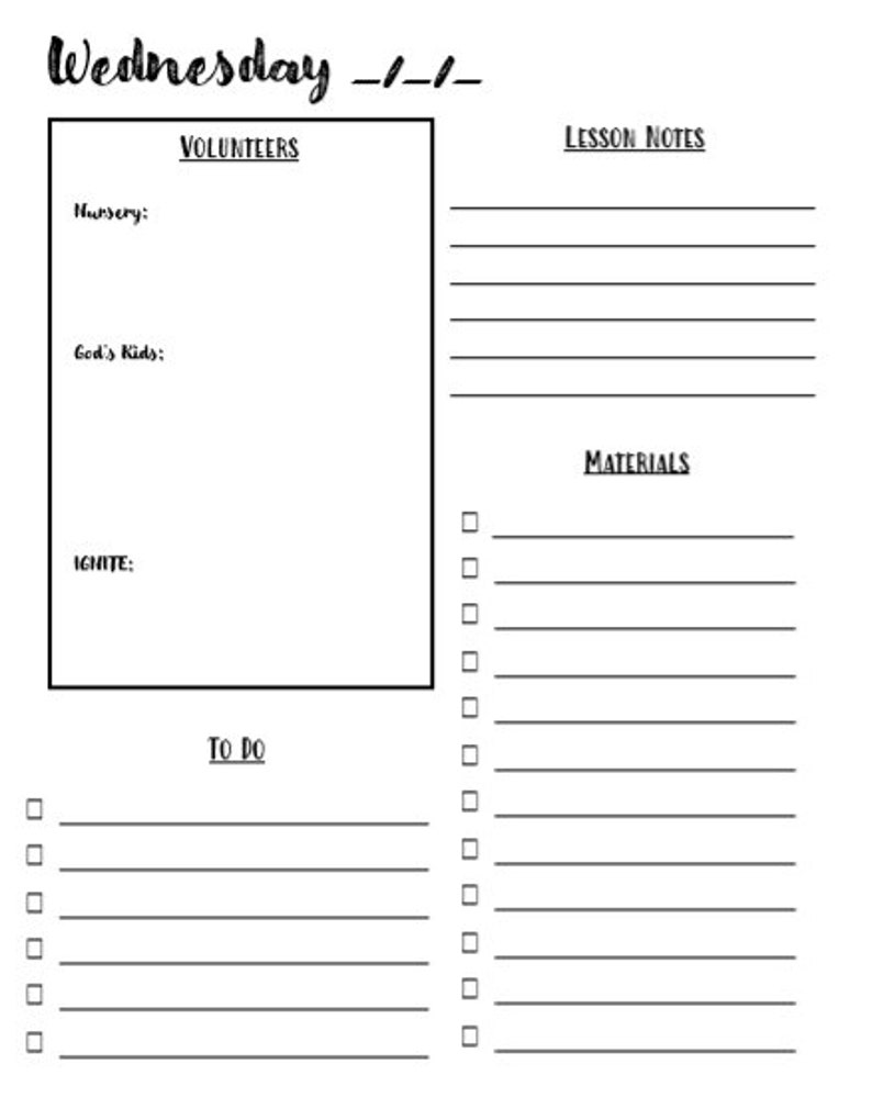 Children's Ministry Printable Planner Pages - Etsy