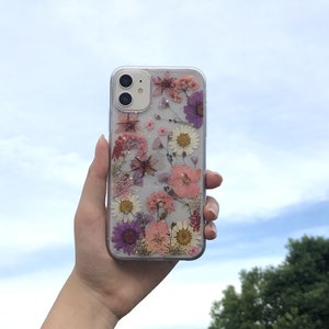 Echte getrocknete bunte Blumen Handyhülle passend für iPhone 16 15 14 Pro Max 16e, Samsung S25 Edge S25 S24 A16 A36, Google Pixel 8 9 Pro 9A 8A