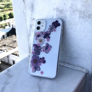Echte getrocknete bunte Blumen Handyhülle passend für iPhone 16 15 14 Pro Max 16e, Samsung S25 Edge S25 S24 A16 A36, Google Pixel 8 9 Pro 9A 8A