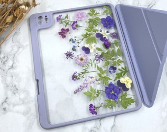 Real pressed garden plants iPad 10 flower case with magnetic charging pen slot for iPad Pro 11" 12.9" 2022 iPad Air 5 2022 iPad 9 iPad mini6