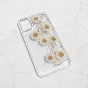 Custodia per telefono con fiori colorati essiccati e pressati per iPhone 16, 15, 14 Pro Max, 16e, Samsung S25 Edge, S25, S24, A16, A36, Google Pixel 8, 9 Pro, 9A, 8A