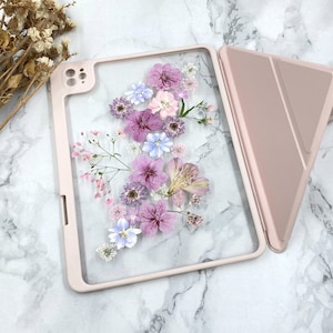 Pink sakura & daffodils flower iPad case with magnetic charging pen slot for new iPad Pro Air 11" 13" 2024, mini 6,iPad 10th gen 2022 case