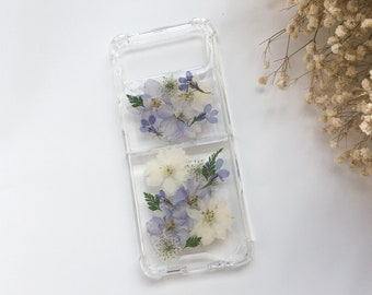 Real green branch little flower phone case for Samsung z flip fold 7 6 5,S26 Plus S25 S24,iPhone 17 16 15 14 Pro Max 17e,Google Pixel 8 9 10