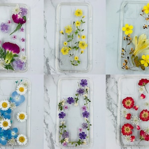 Geburtsmonat Blume Kollektion gepresste Blume klare Hülle für iPhone 16 15 14 Pro Max case, Samsung S25 Edge S25 A16 case, Google Pixel 8 9 Pro