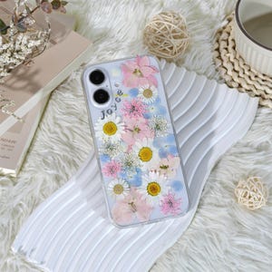 Pressed real dried colorful flower phone case for iPhone 17 16 15 14 Pro Max 16e, Samsung S25 Edge S25 S24 A36 A56, Google Pixel 8 9 10 Pro