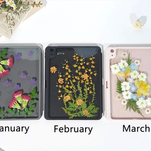 Echte gepresste Blume Blume Name Hülle mit Stiftschlitz für iPad Pro Air 11 "13" 2025 2026, iPad 12.11.Gen, mini 7, Geschenk für Sie