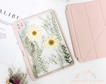 Dried grass light yellow flower detachable case with pen slot for iPad Pro Air 11" 13" 2026,iPad 12th gen 2026,iPad Air 5,mini 7,iPad A16
