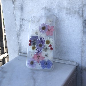Echte getrocknete bunte Blumen Handyhülle passend für iPhone 16 15 14 Pro Max 16e, Samsung S25 Edge S25 S24 A16 A36, Google Pixel 8 9 Pro 9A 8A
