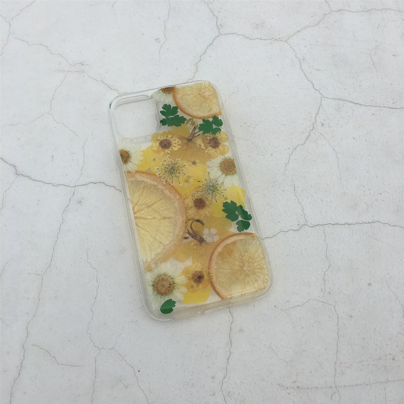 Pressed real flower fruit orange phone case iphone 6 7 8 x xr xs 11 pro max case