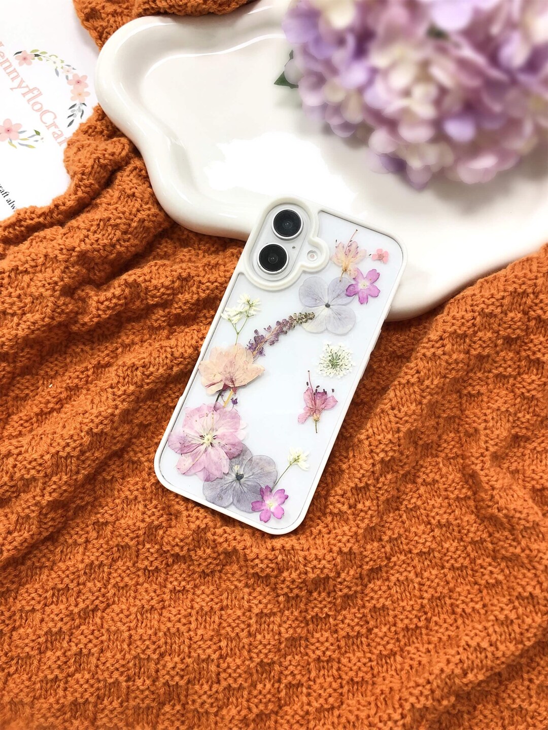Purple Pink Flower Case Can Add Custom Name & Magnetic Patches for ...