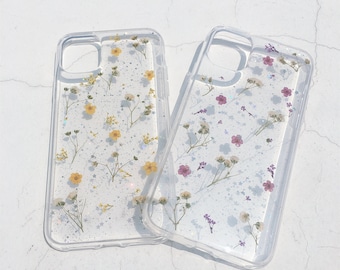 Pressed real dried colorful flower phone case for iPhone 17 16 15 14 Pro Max 16e, Samsung S25 Edge S25 S24 A16 A36, Google Pixel 8 9 10 Pro