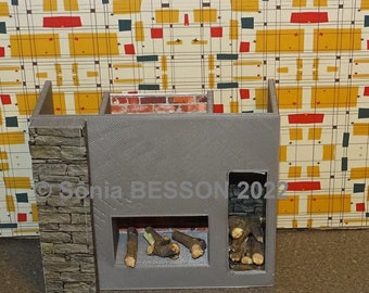 stl files for the model at the 1:24 th scale of a MidCentury Modern fireplace