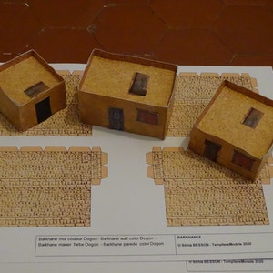 The SYRIANA Series™ Templates of Malian cases ( African houses ) at the 1:72nd scale ( 25 mm ) for wargames on Barkhane opération .