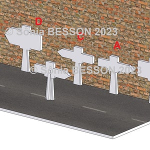 Stl files for MICHELIN signage model at 1: 43rd Part 3 - Direction signs with feet.