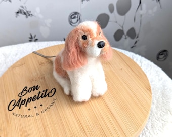 American cocker spaniel sculpture, 13 cm (black and white). Ready