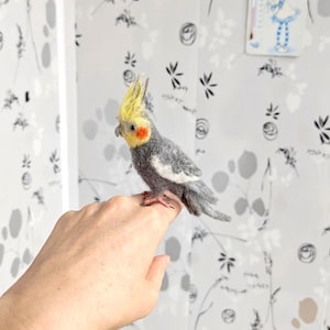 Felted Cockatiel Miniature: Custom Wool Replica Pet Memorial