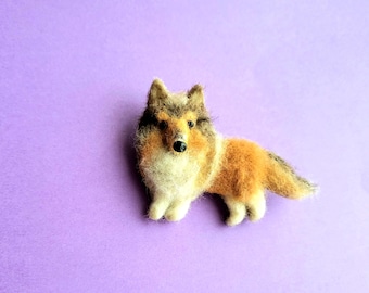 Broche de fieltro de Collie. Joya conmemorativa para mascotas. Pin realista de fieltro para perro.