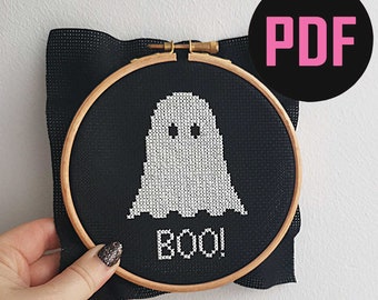 Kruissteekpatroon Halloween-spook | Schattige boe-doe-het-zelf (pdf-patroon)