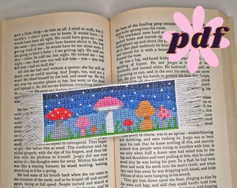 Mushroom Bookmark Cross Stitch Pattern | Beginner DIY (PDF Digital Download)