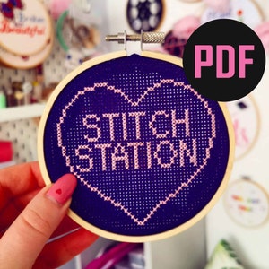 Cross Stitch Pattern | Stitch Station Cross Stitch | PDF Digital Download | DIY Cross Stitch For Beginners