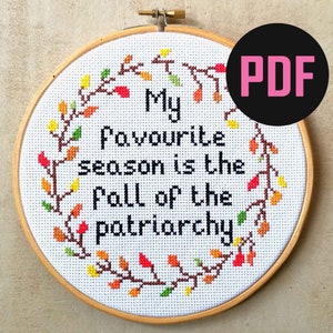 Cross Stitch Pattern | Fall Of The Patriarchy | PDF Digital Download | Cross Stitch For Beginners