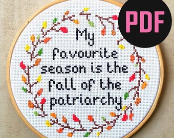 Fall Of The Patriarchy Cross Stitch Pattern | Beginner Stitching (PDF Digital Download)