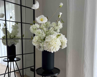 White Hydrangea and Blossom Faux Flower Arrangement, White Flowers, Artificial FLowers, Artificial Flora