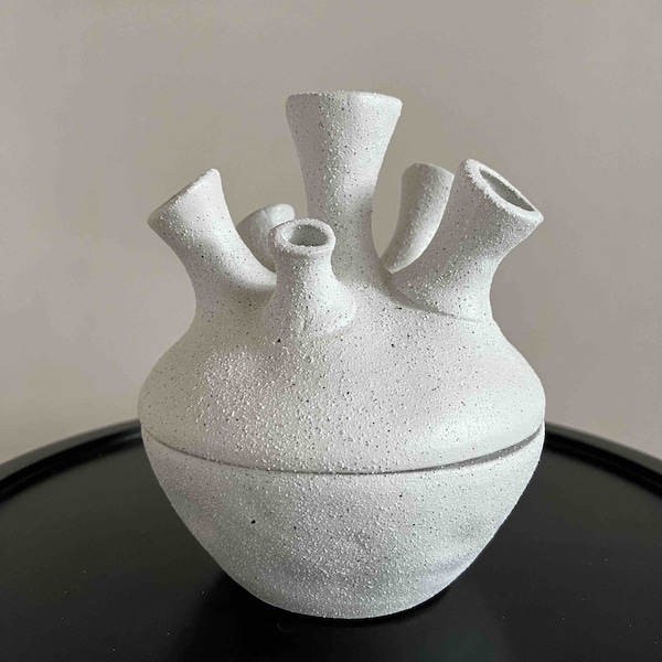 Multiple Openings Bud Vase, White Vase, Nordic Vase, Scandi Vase, Unique Vase Perfect for Faux Flowers