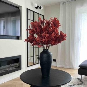 Faux Autumn Oak Branches, Burgandy Branches, Red Leaves, Autumn Leaves, Autumn Decor, Faux Branches, Artificial Branches, Twigs