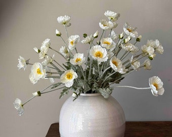 Artificial Poppy Flowers - 9 Colours, Faux Poppies, Artificial Poppies, White Poppies, Wedding Flowers, Colourful Flowers, Table Centrepiece