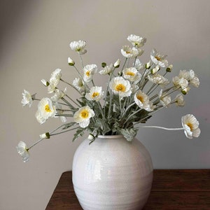 Artificial Poppy Flowers - 9 Colours, Faux Poppies, Artificial Poppies, White Poppies, Wedding Flowers, Colourful Flowers, Table Centrepiece image 1