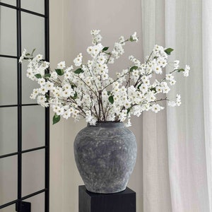 Flores de cerezo blancas falsas, flores blancas, flores falsas, flores artificiales, flores falsas, flores de primavera, ramas artificiales, Reino Unido