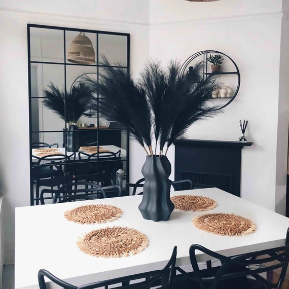 Schwarzes Pampasgras für Wohnkultur, künstliches Pampasgras, 100cm hoch Pampas, Schwarze Pampas, Vasengesteck, Kunstblumen, UK