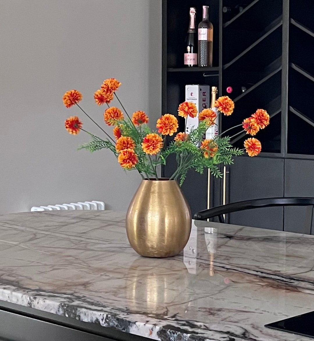 Matte Gold Metal Vase, Brushed Gold Vase, Brass Vase, Gold Vase, Home