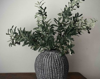 Rama de olivo falsa con aceitunas, tallos de olivo artificiales, follaje, rama falsa, vegetación falsa, hoja de olivo