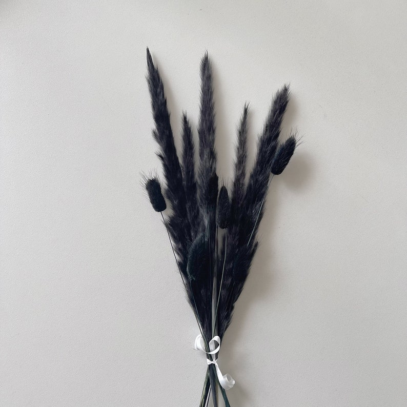 Black Dried Flowers Bouquet Vase Topper Black Bunny Tails Etsy UK
