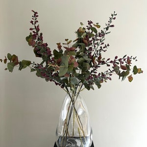 Burgandy Eucalyptus Arrangement, Berry Arrangement, Faux Flowers, Winter Flowers, Home Decor, Eucalyptus