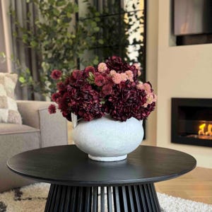 Burgandy Hydrangea Faux Flower Arrangement, Artificial Flowers, Floral Display, Reception Flowers, Silk Flowers, Autumn Decor
