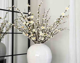 Cream Faux Cherry Blossom Branch, Spring Home Decor (95cm)