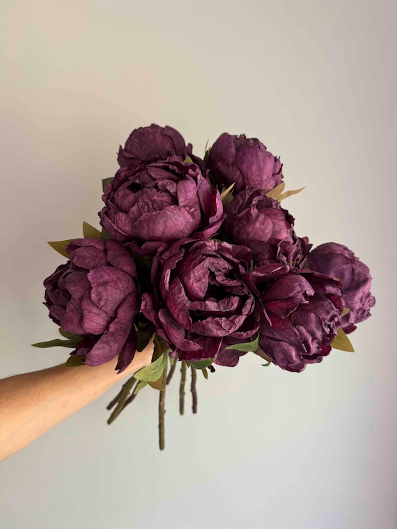 Burgundy Faux Peony Flowers, Burgandy Flowers, Silk Flowers, Artificial Peony, Cream Peony, Artificial Flowers, Faux Flowers, Home Decor