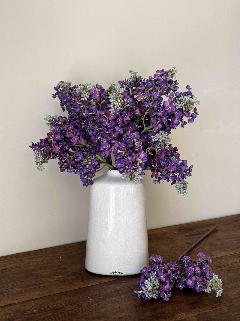 Real Touch Artificial Lilac, Faux Lilac, Faux Flowers, Artificial Flowers, Latex Flowers, PU Flowers, Purple Flowers, White Flowers, Decor image 1